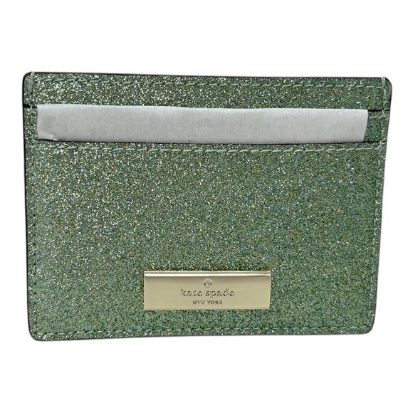 Kate Spade Glitter Cardholder Trio Pink, Green & Silver. Holiday Gift New in Box - Picture 2 of 14